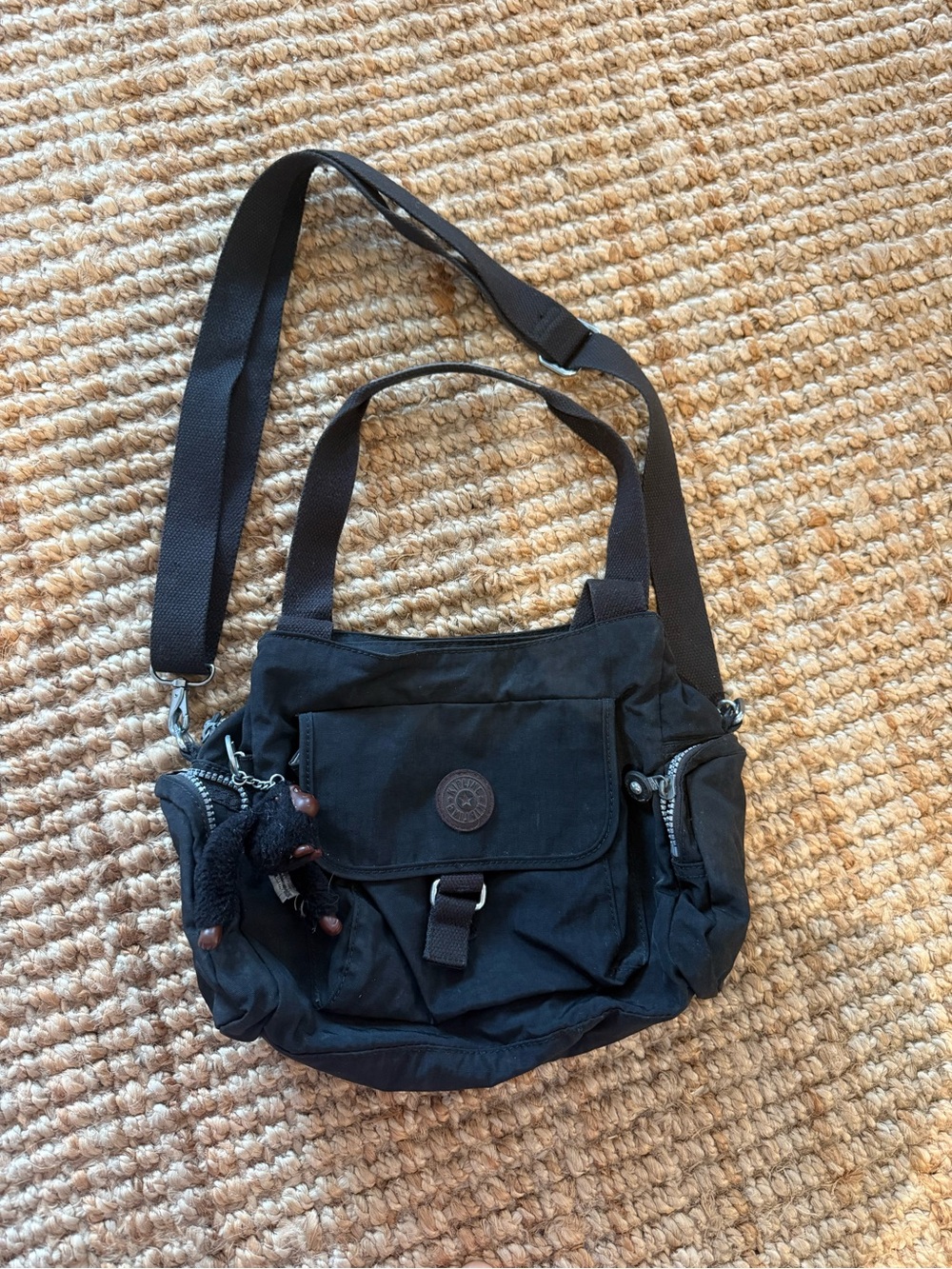 Kipling Black Convertible Messenger Crossbody Bag